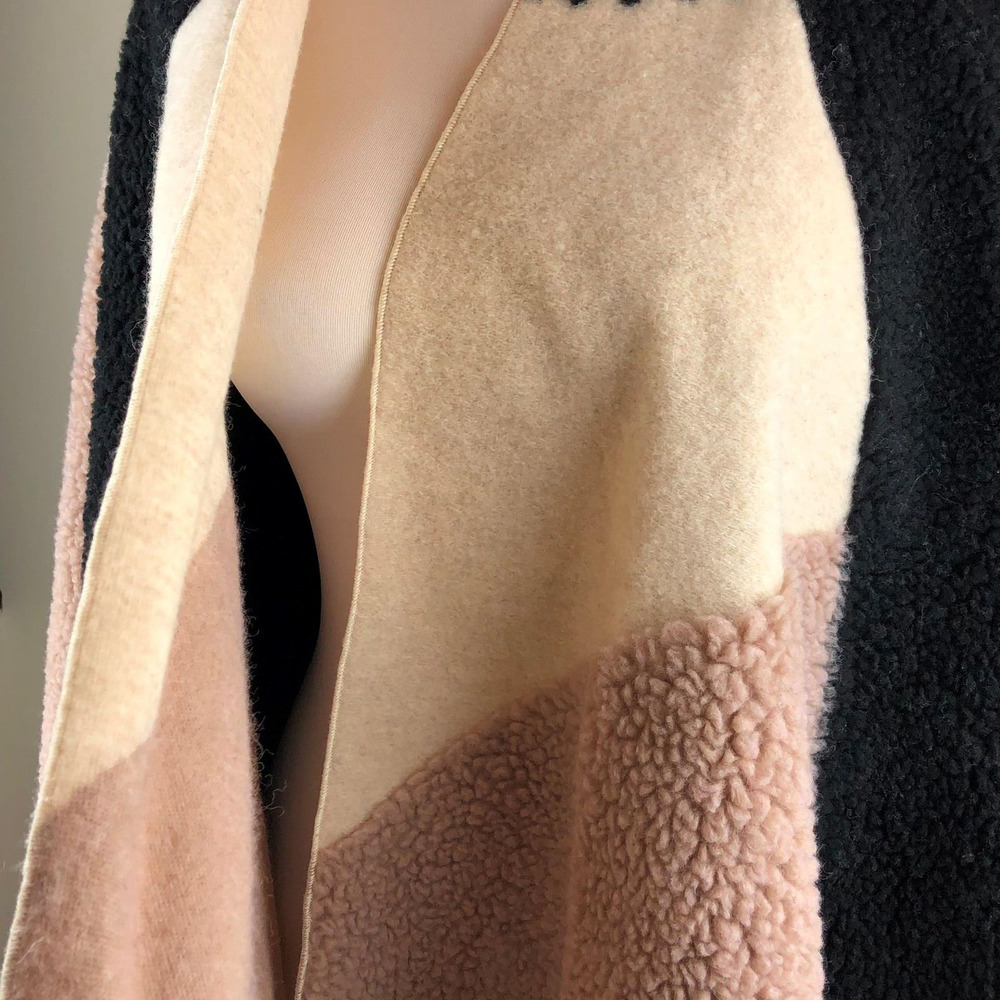 NWT Maeve Anthropologie Dusk & Dawn Capelet Sherpa Colorblock Textured Cape Boho - Picture 4 of 12